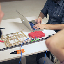 Greg Schomburg and I working on the drawbot